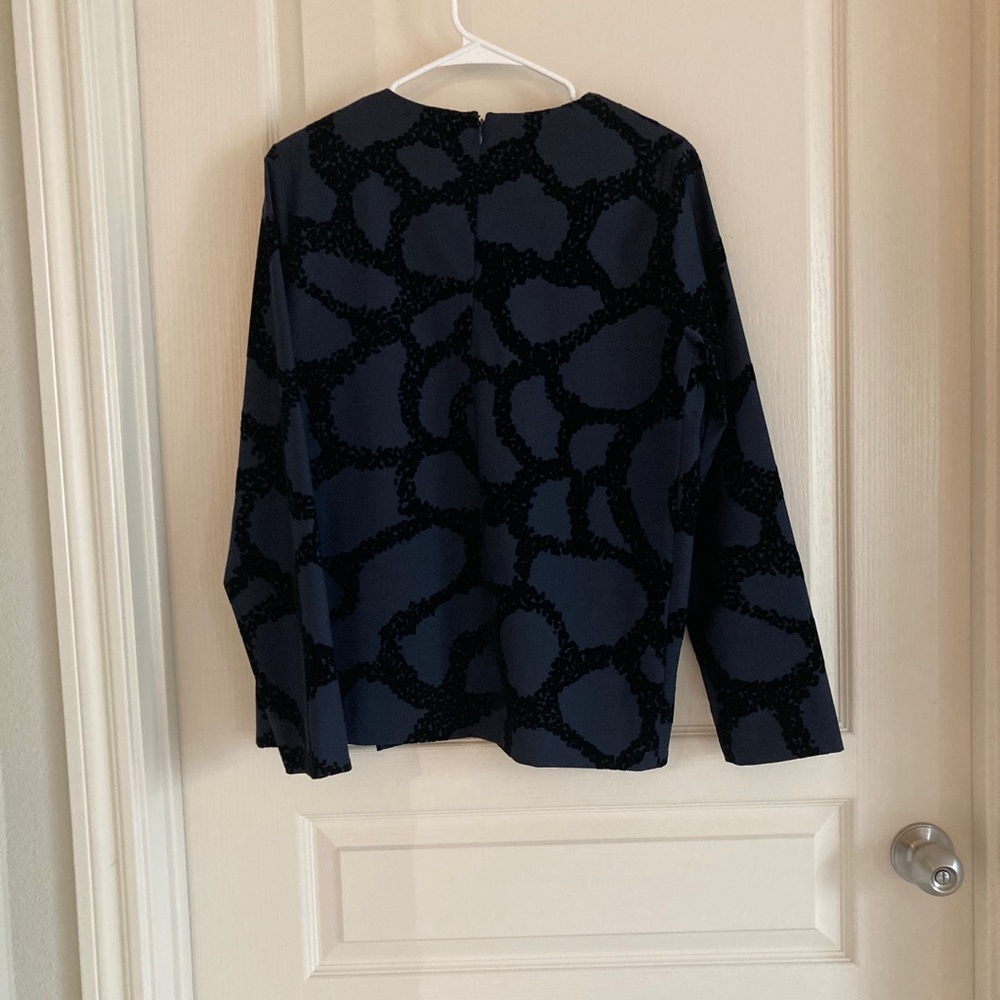 COS Navy Blue Black Flocked Velvet  Tunic Top US10